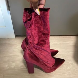 Faux Velvet Bootie